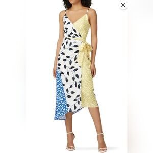 Anthropologie Yumi Kim Yellow Blue Floral Wrap Dress S Gorgeous Unique